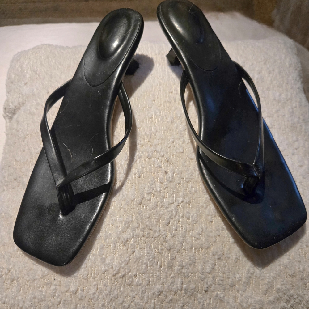 Black mini-heel Sandles.